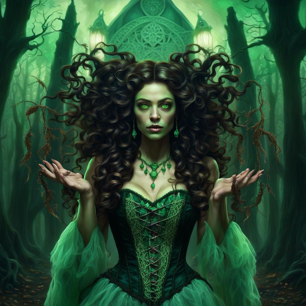 Cajun Bayou Witch Summons Ghosts: Fantasy Art