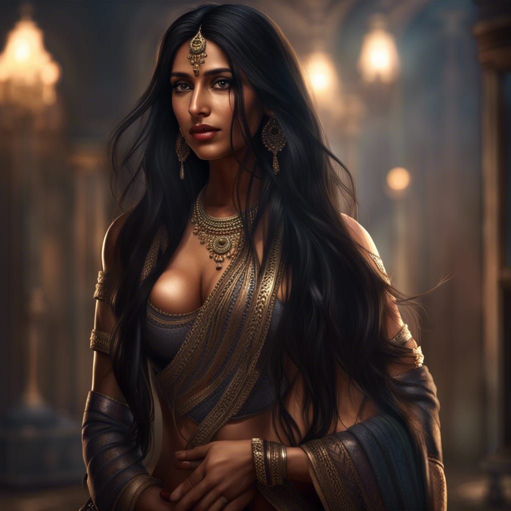 Beautiful Indian Woman in Revealing Gown at Gala