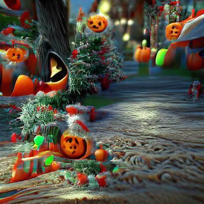 Halloween Christmas Mashup in 3D