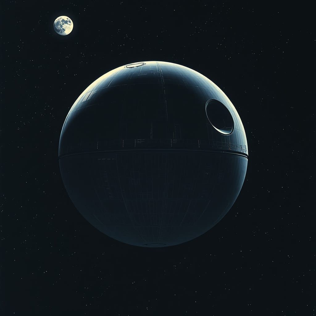 Majestic Death Star in Industrial Futurist Style