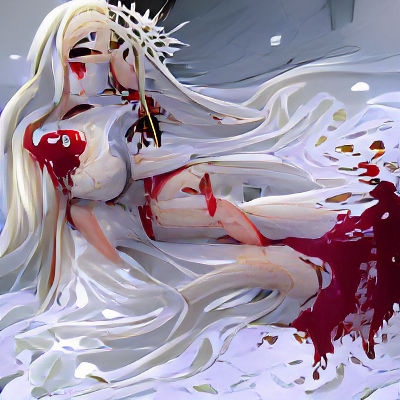Striking White Goddess Dripping with Blood