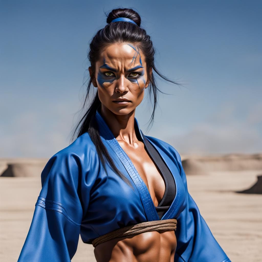 Female Martial Artist Battles Ogre in Fighting Pit