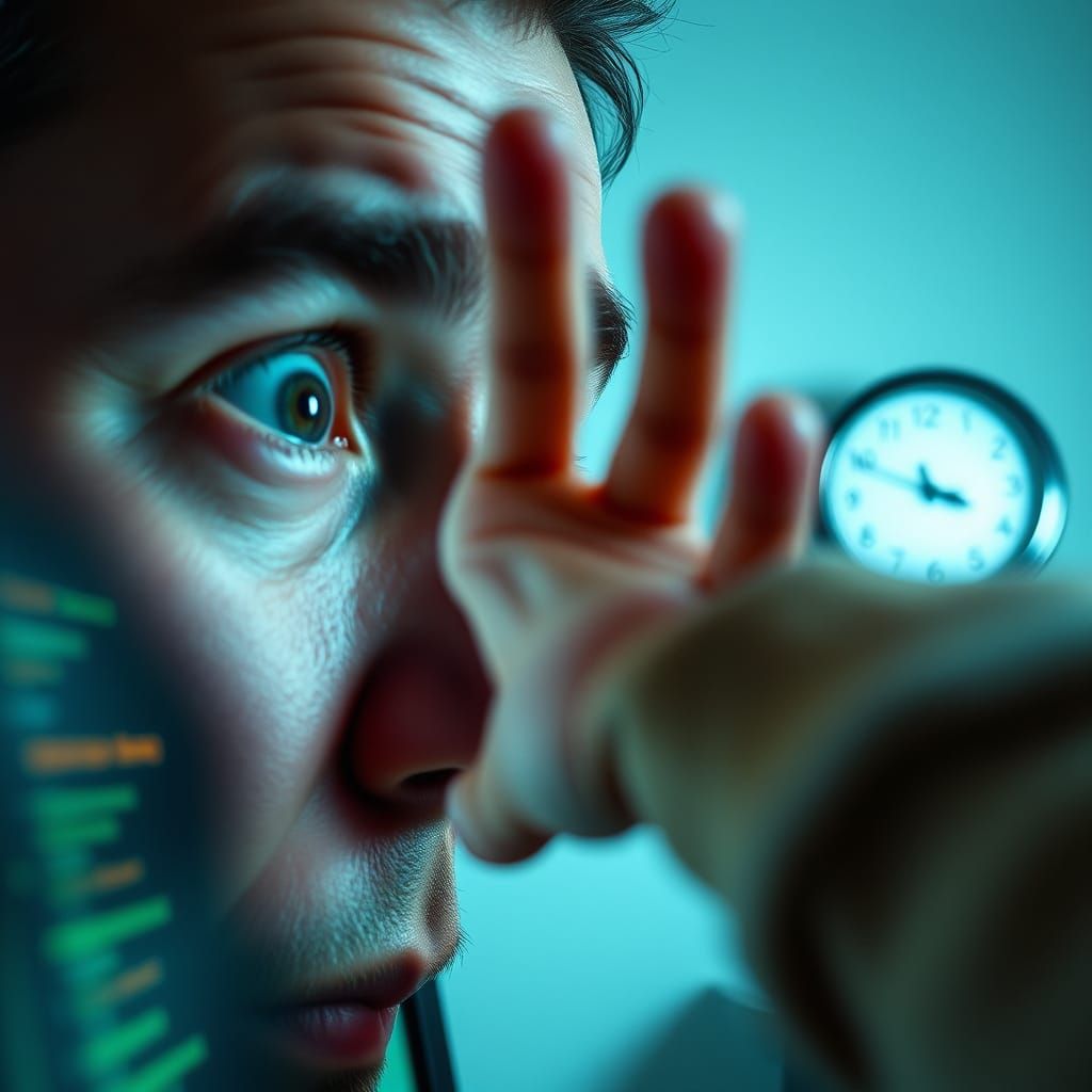 Man Sees Computer Hand Reaching Out in Cyberpunk Horror