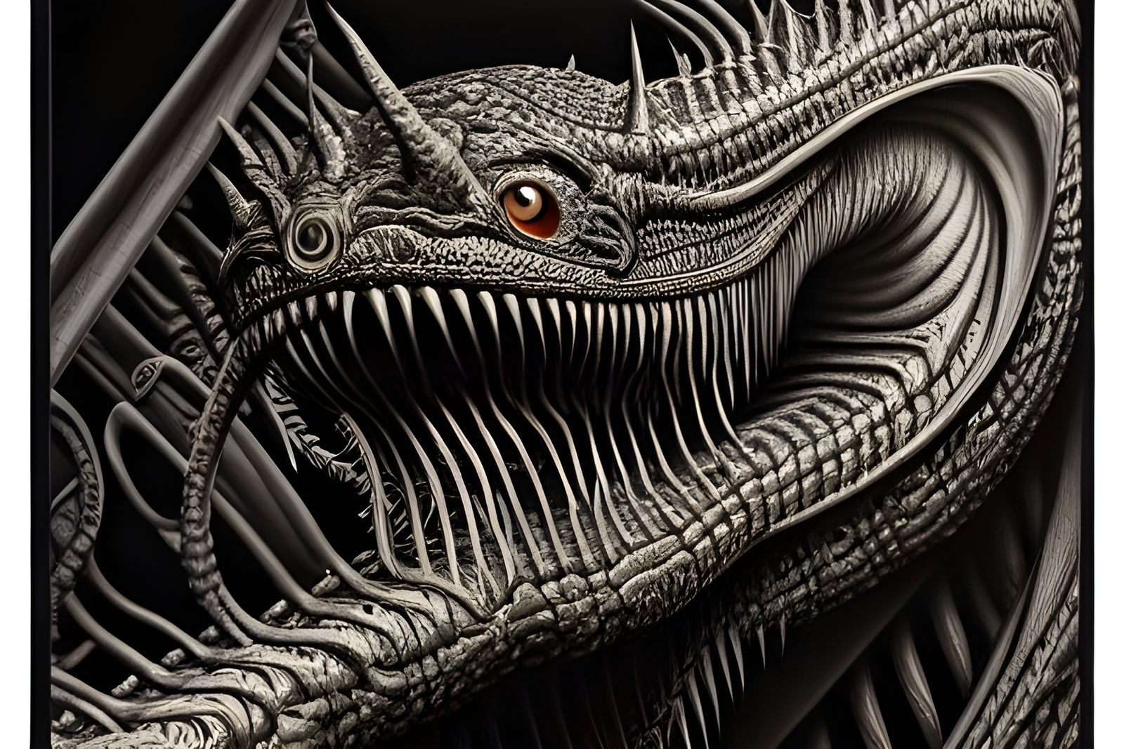 Cybernetic Plasma Dragon in Biomechanical Style