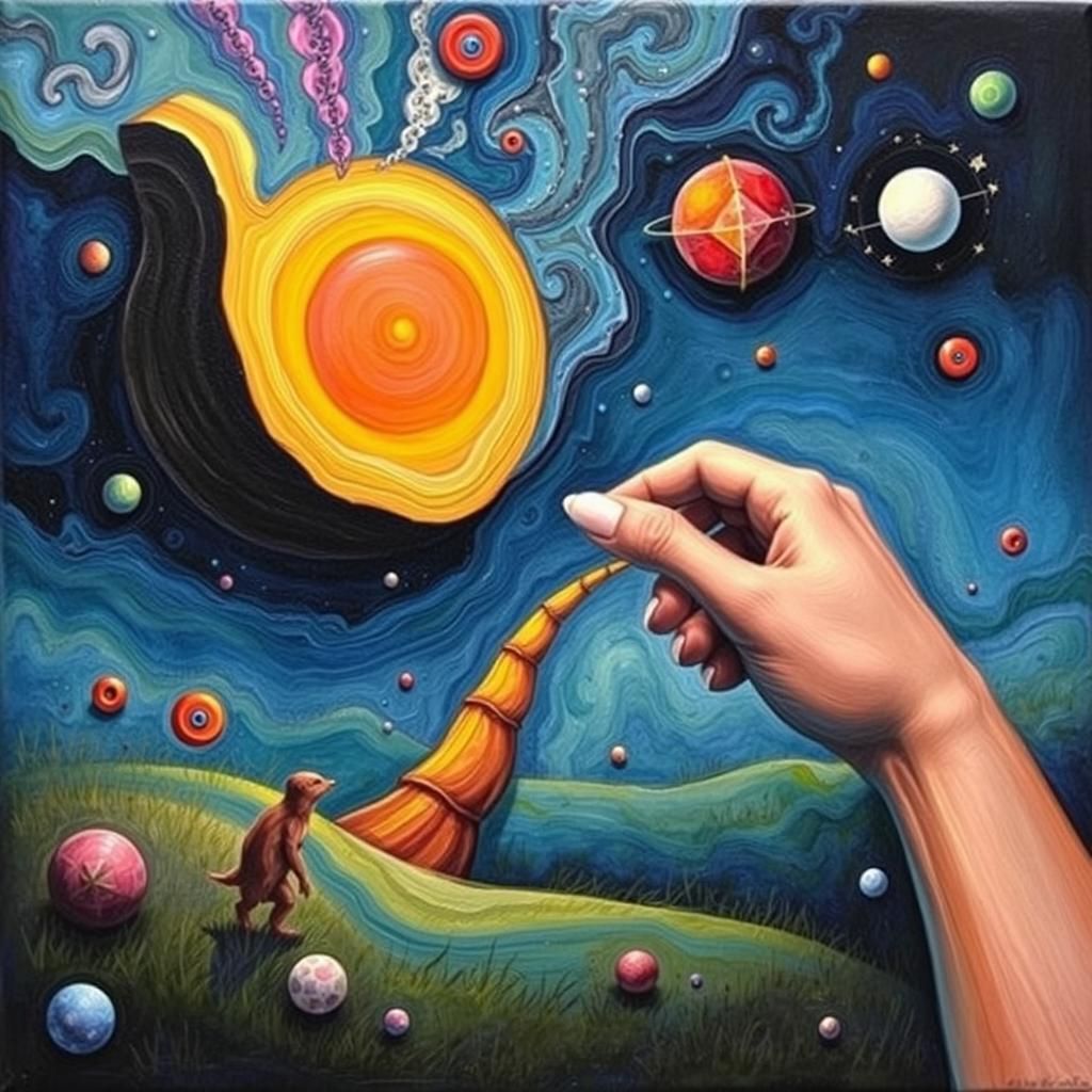 Surreal Colorful Abstract Art with Symbolic Elements