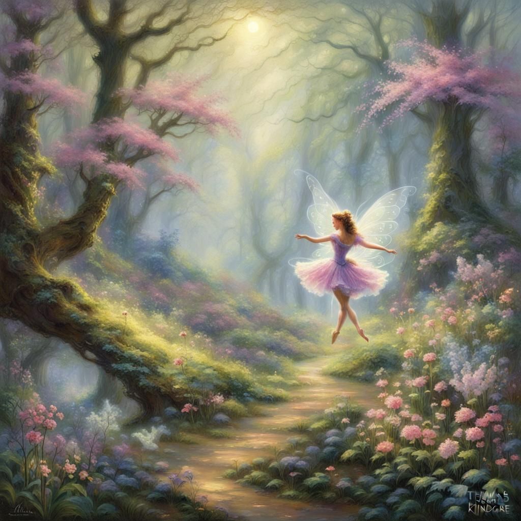 Ethereal Spring Fairy Dance in Forest