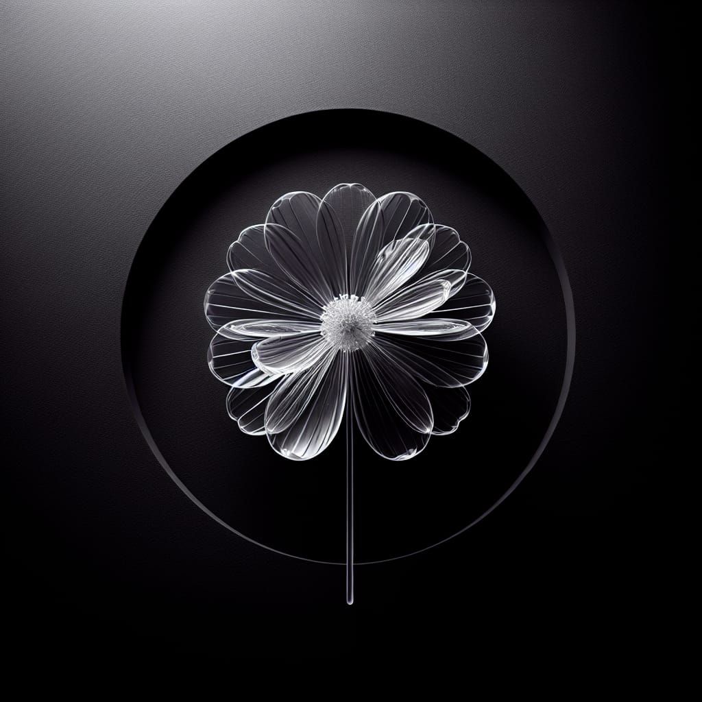 Transparent Flower Against Black Background