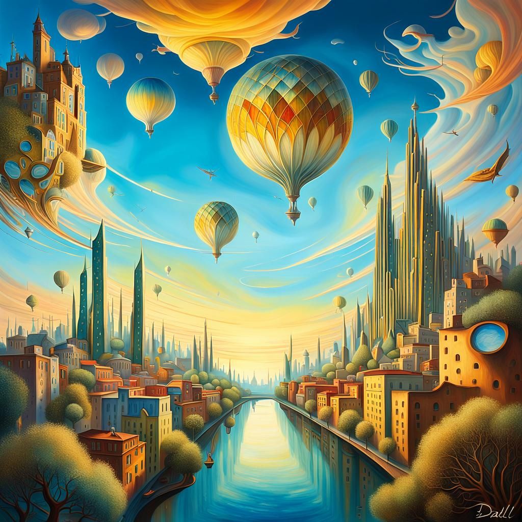 Surreal Floating City Utopia in a Dreamlike Style