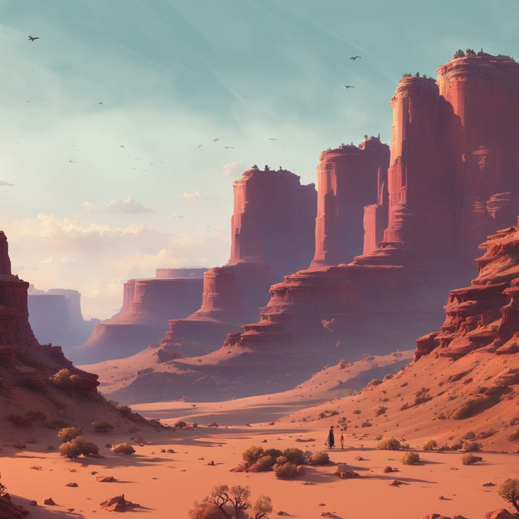 Ethereal Grand Canyon at Dusk in Vibrant, Iridescent Hues