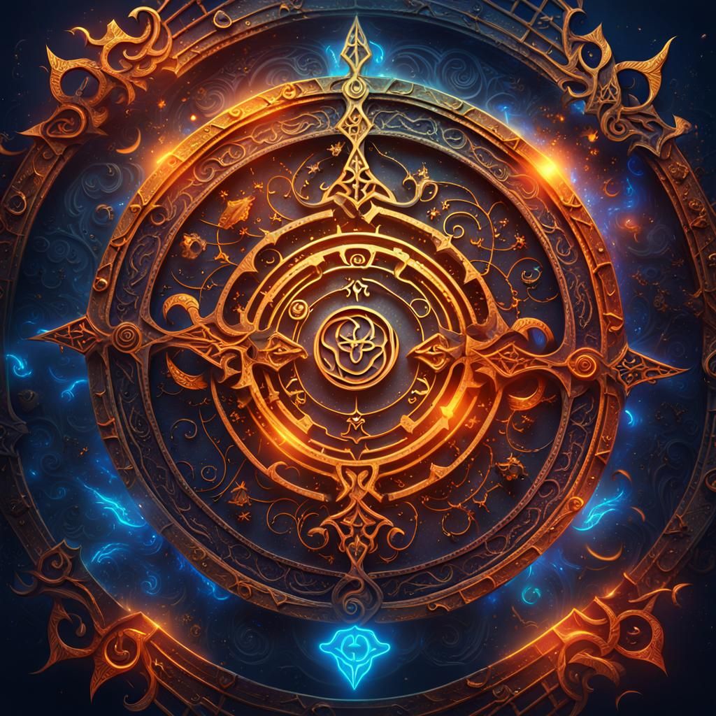 Fantasy Logo with Glowing Runes in Matte Painting Style