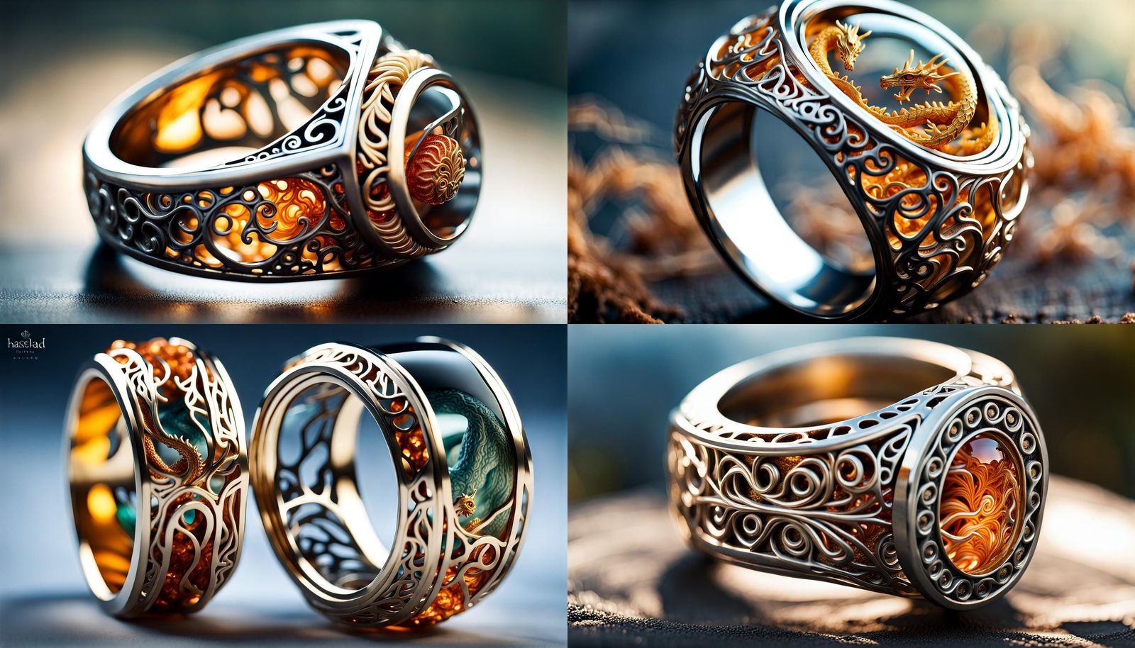 Detailed Dragonscape Resin Ring Macro Photograph