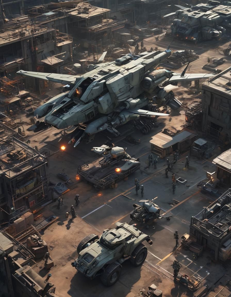 Cyberpunk Base Repair: Anime-Style Robots in Action