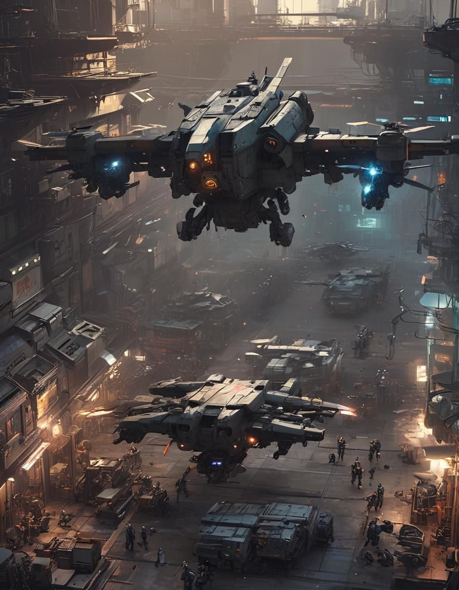 Cyberpunk Base Restoration in Anime Style