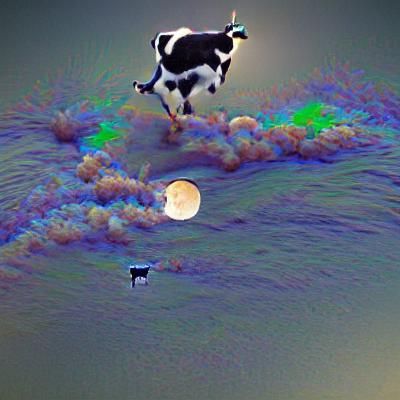 Cow Jumping Over the Moon in 8K Resolution