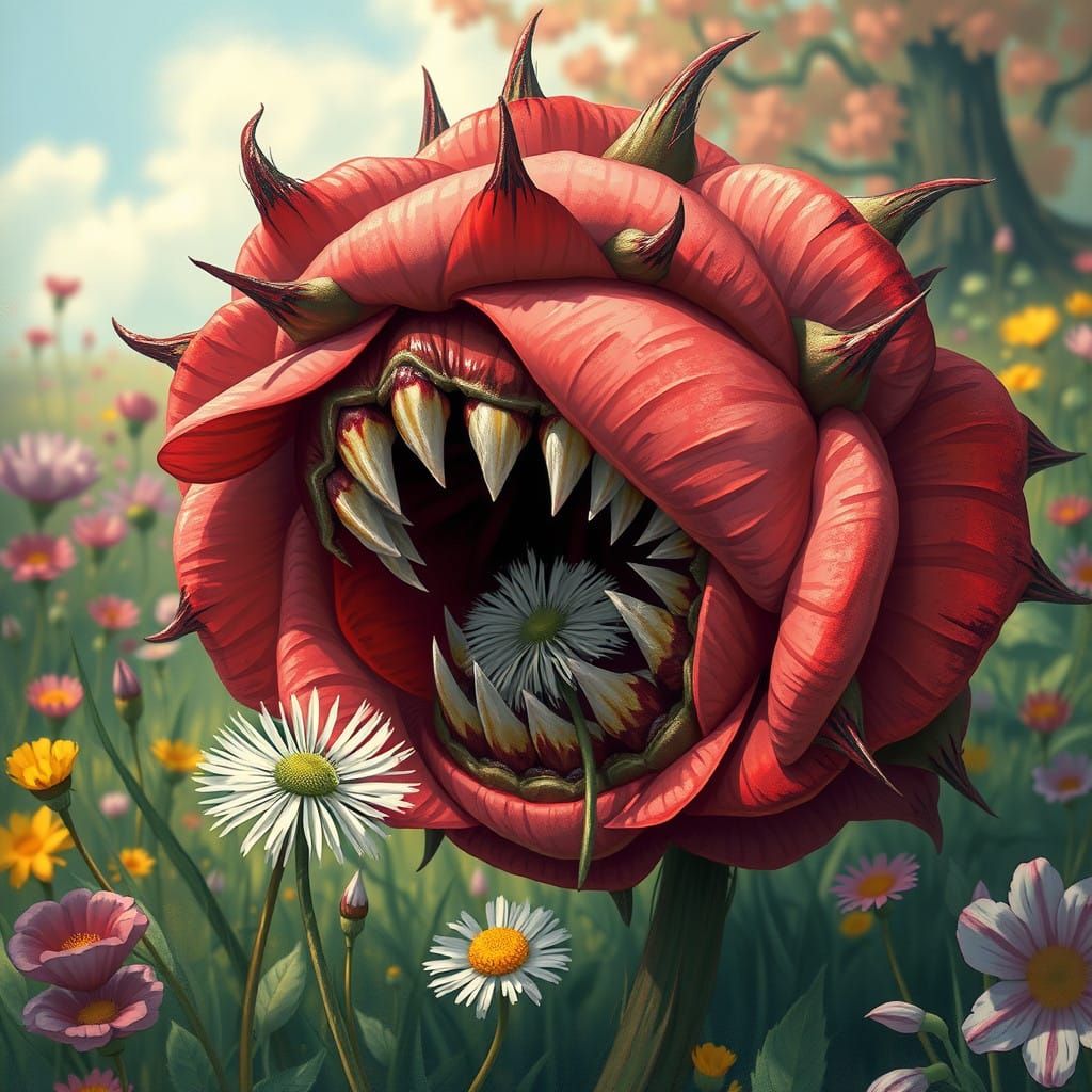 Carnivorous Rose Eating Dandelion