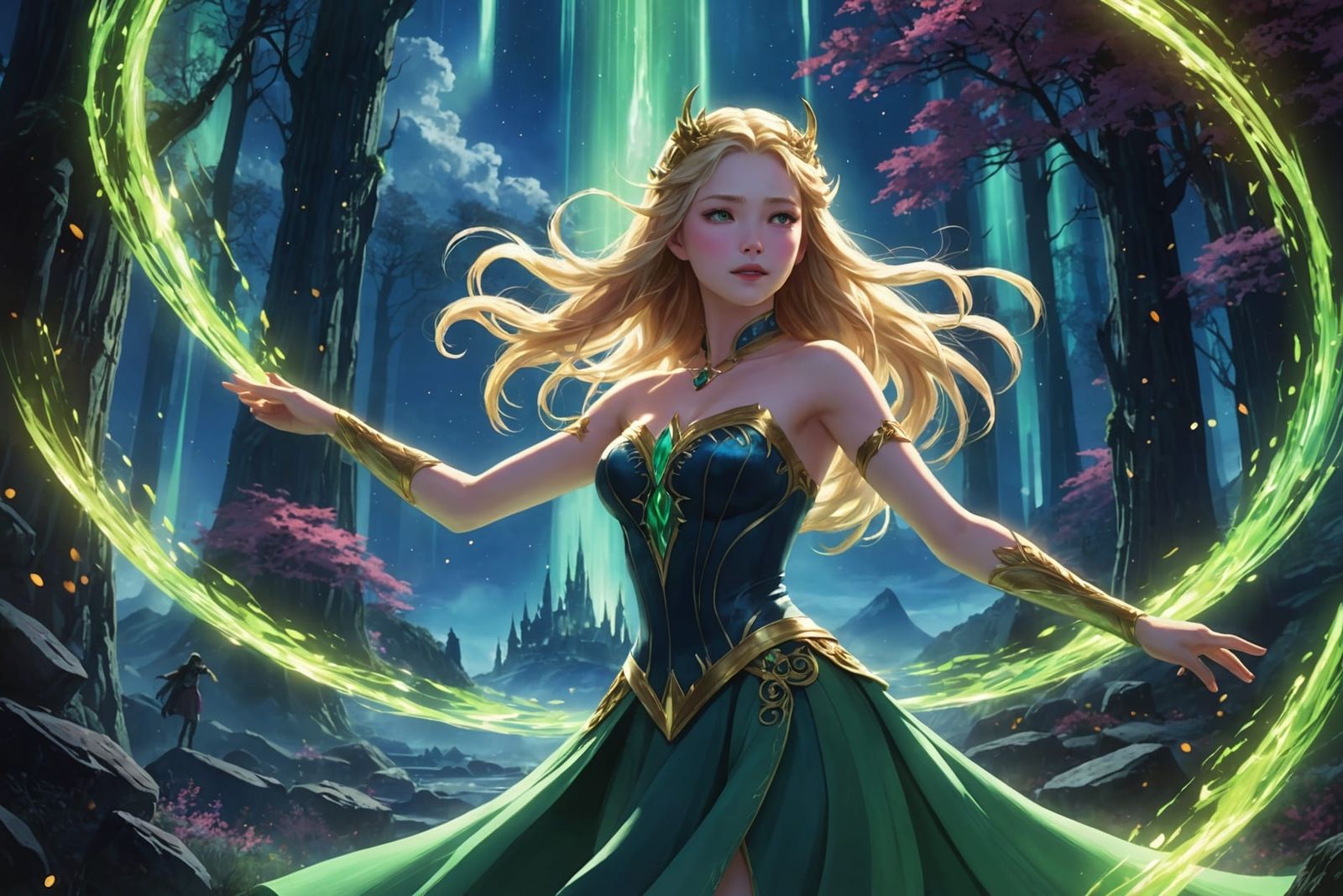 Spectacular Aurora Transformation in 3D Anime Style