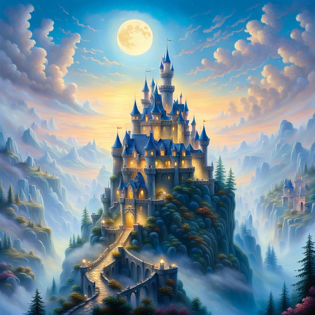 Mystical Castle in Moonlight: A Dreamlike Landscape
