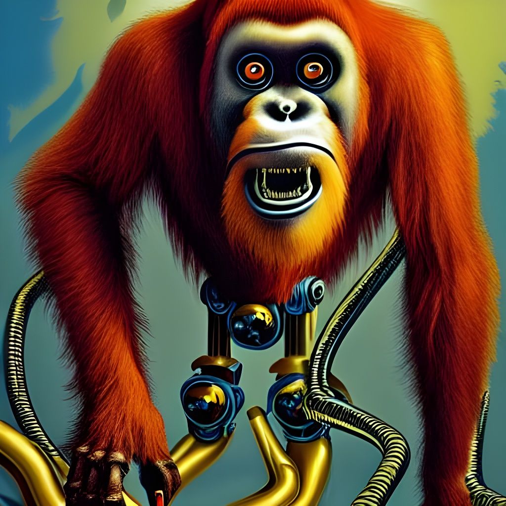 Monstrous Robot Orangutan in a Metal Jungle