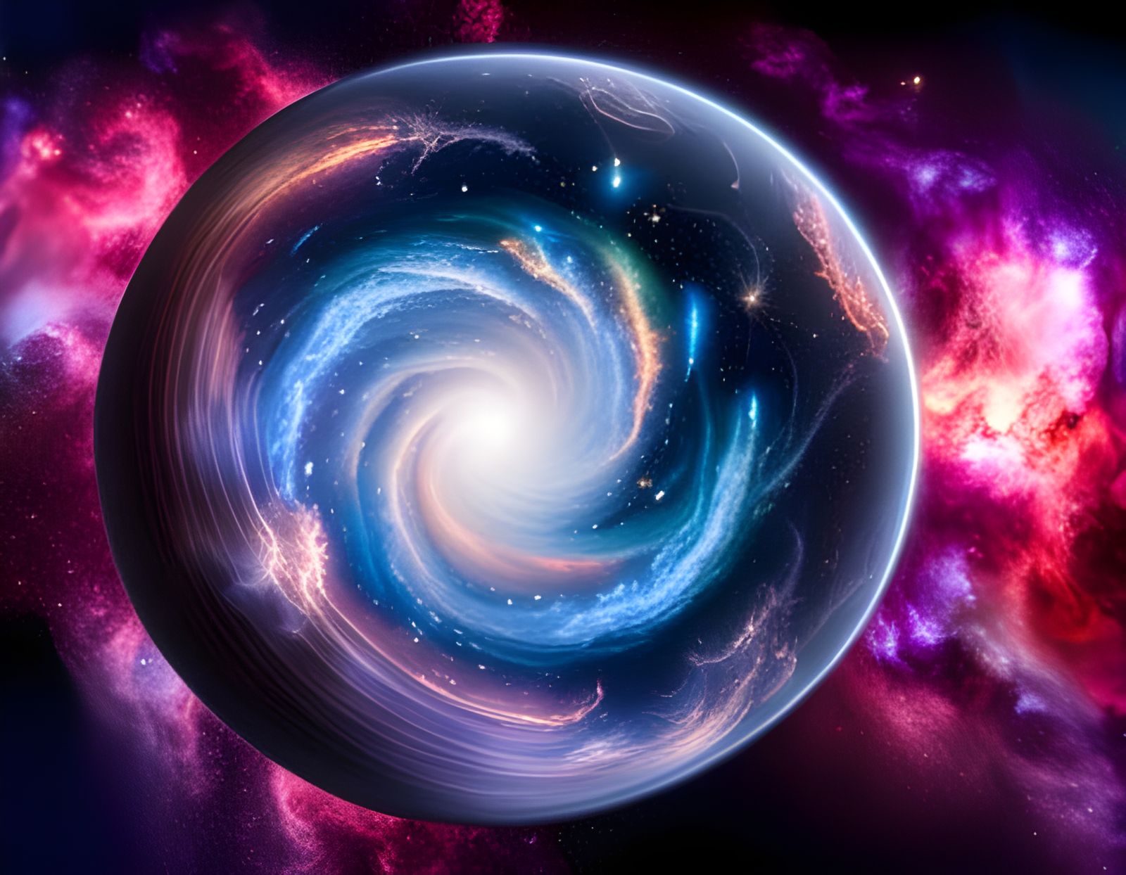 Chaotic Universe Inside Black Matter Orb