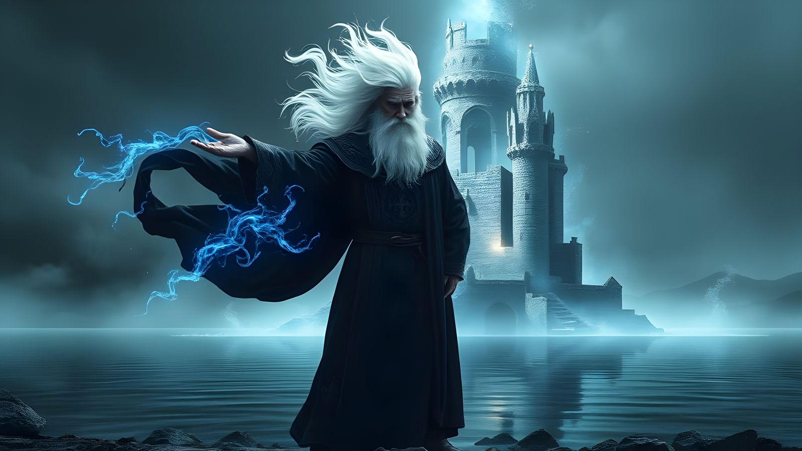 Powerful Wizard Raises Tower from Lake in Mystical Display
