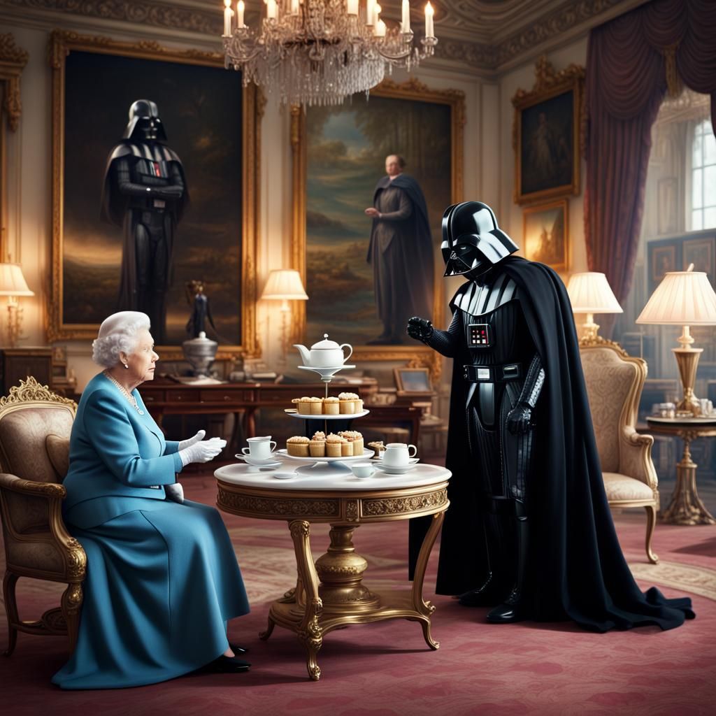 Darth Vader and Queen Elizabeth II Tea