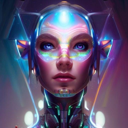 Cyborg Elf in Astral Forest: Hyperdetailed Portrait