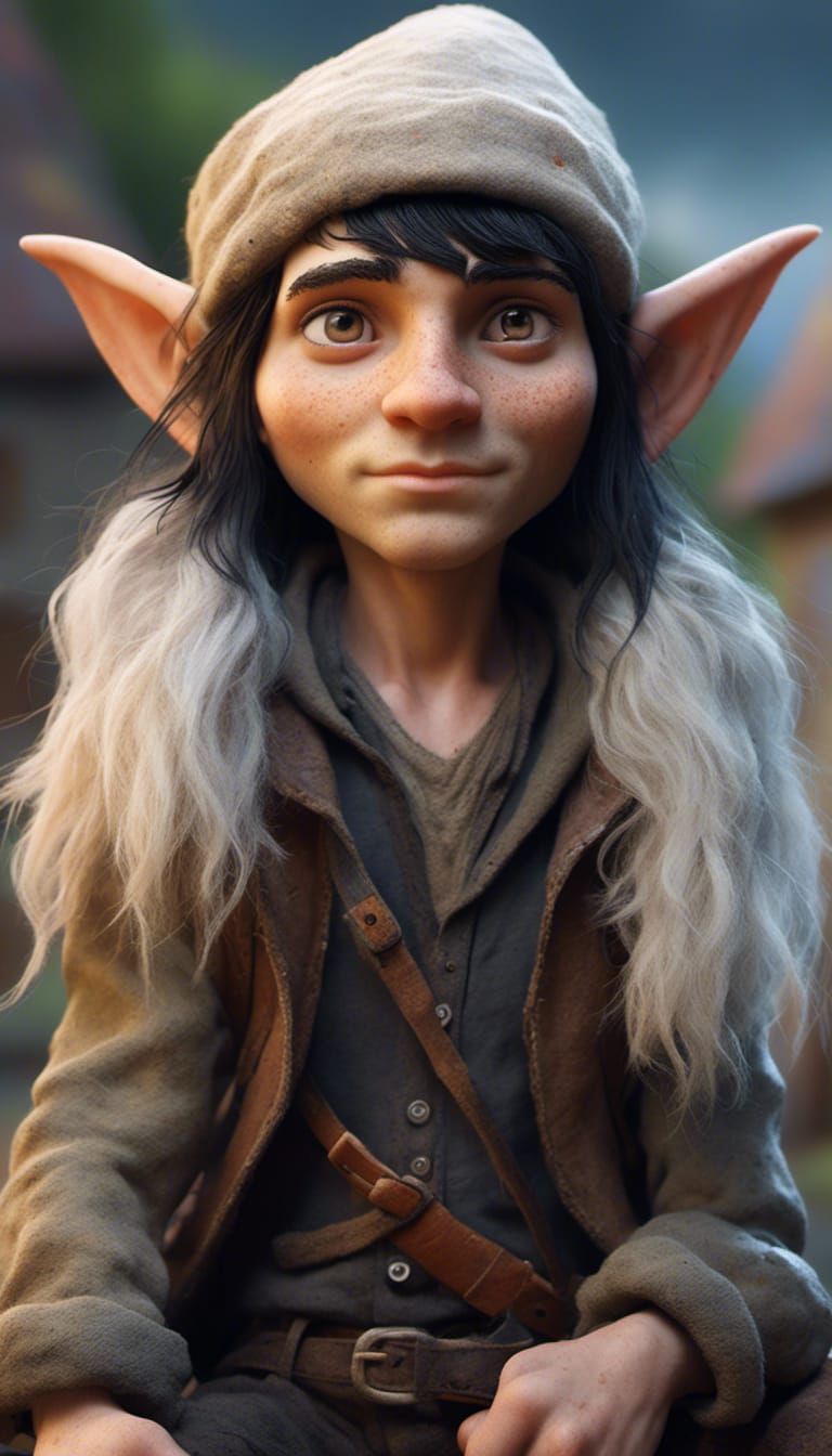 Hyperrealistic Photo of Young Male Gnome Portrait
