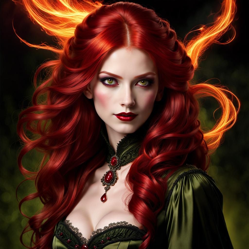 Victorian Vampire with Fiery Red Hair