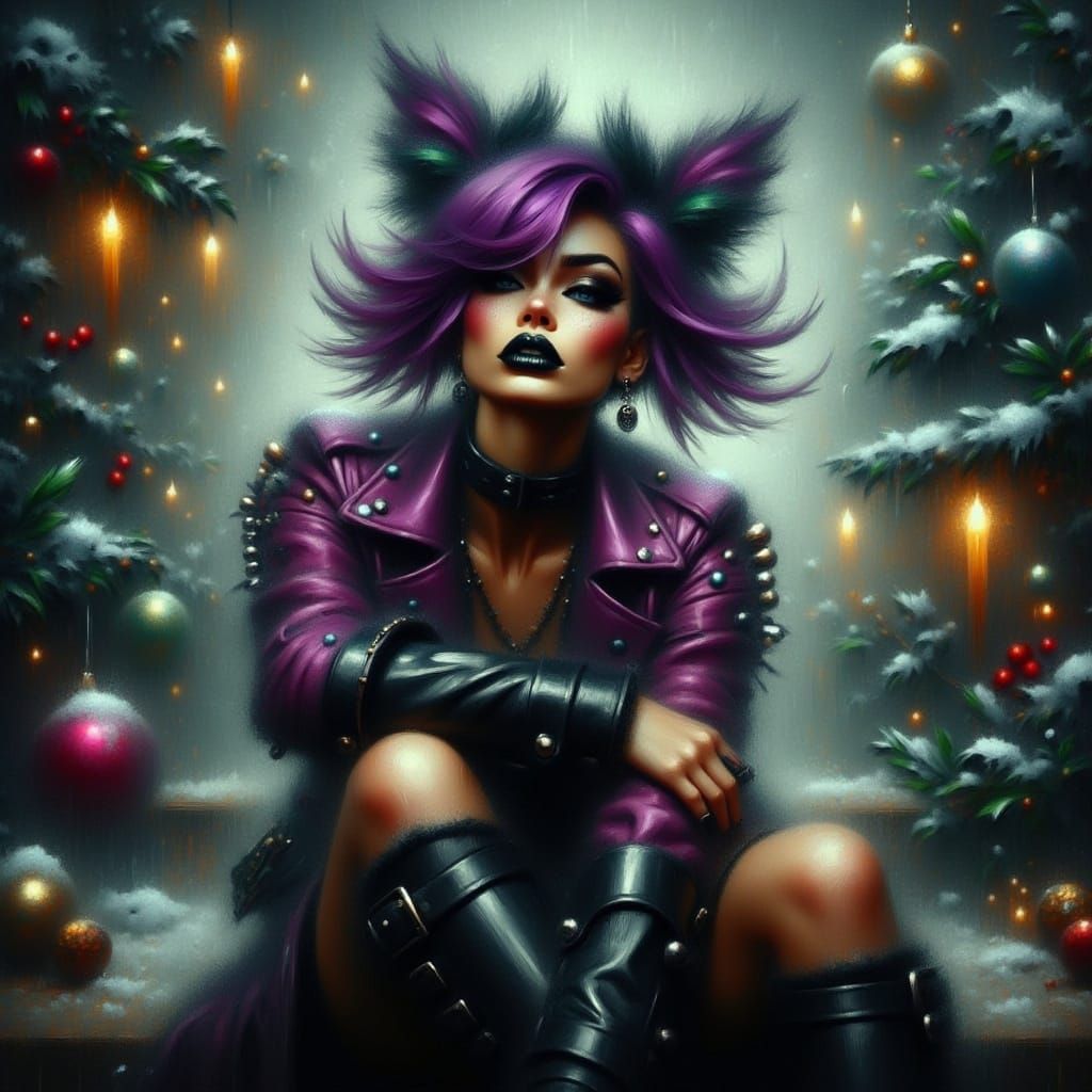 Punky Christmas Fairy Portrait in Bold Digital Style