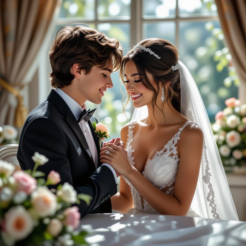 Romantic Proposal Scene with Diamond Dress