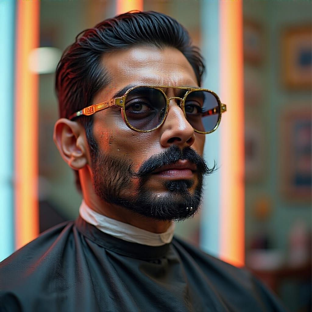 Cybernetic Barber Karan Singh Grover in Vibrant Lomography S...