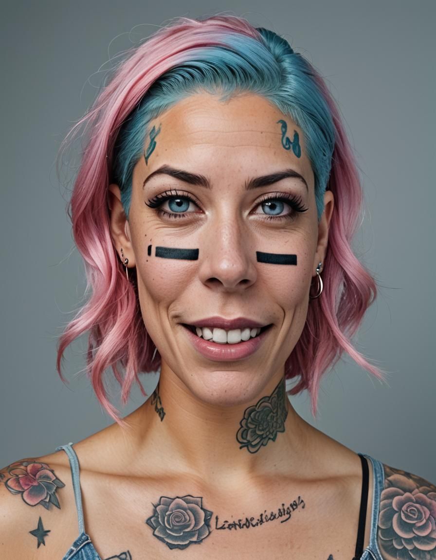 Colorful Haired Woman Portrait in Professional Photography S...