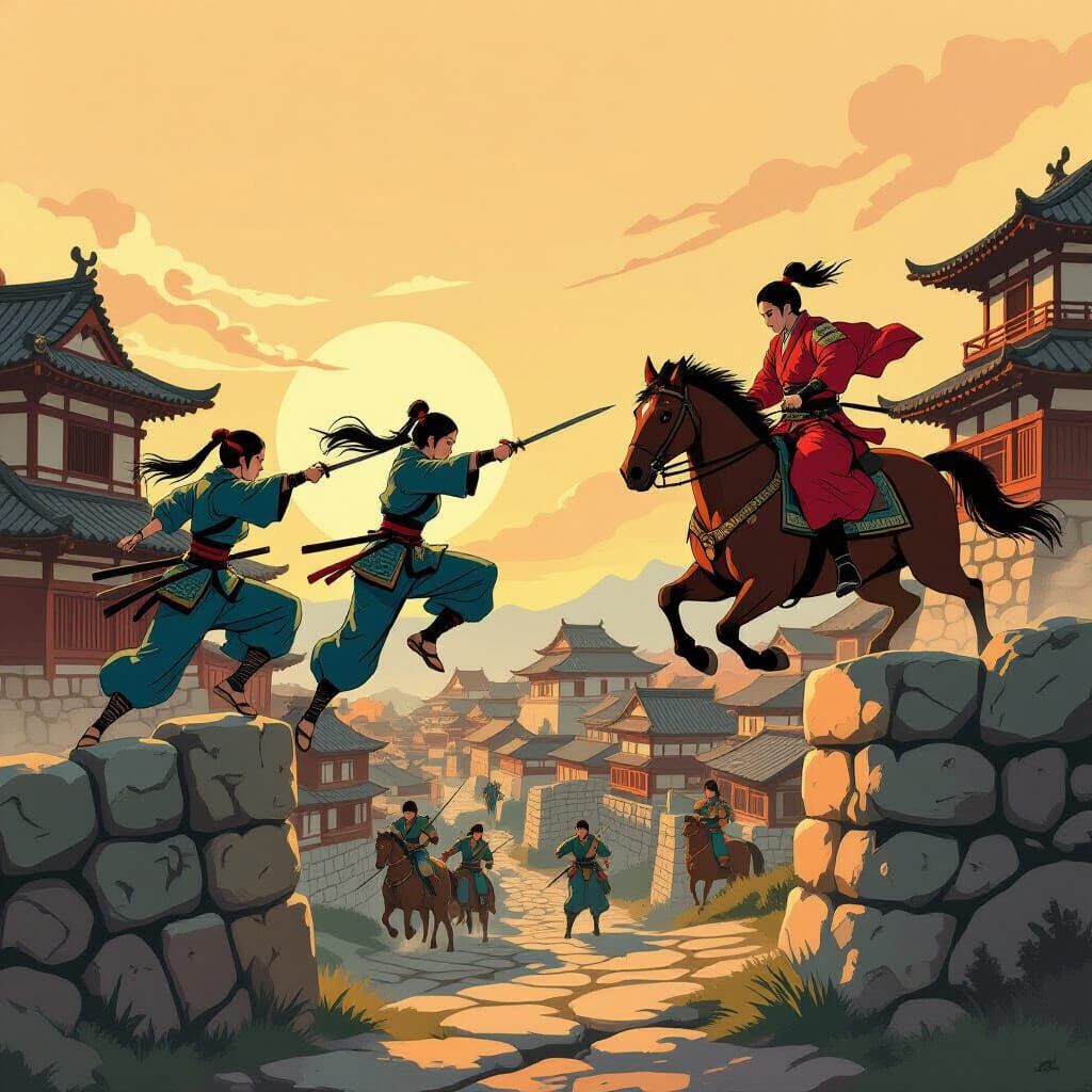 Ninja Warriors Ambush Warlord in Feudal Japan