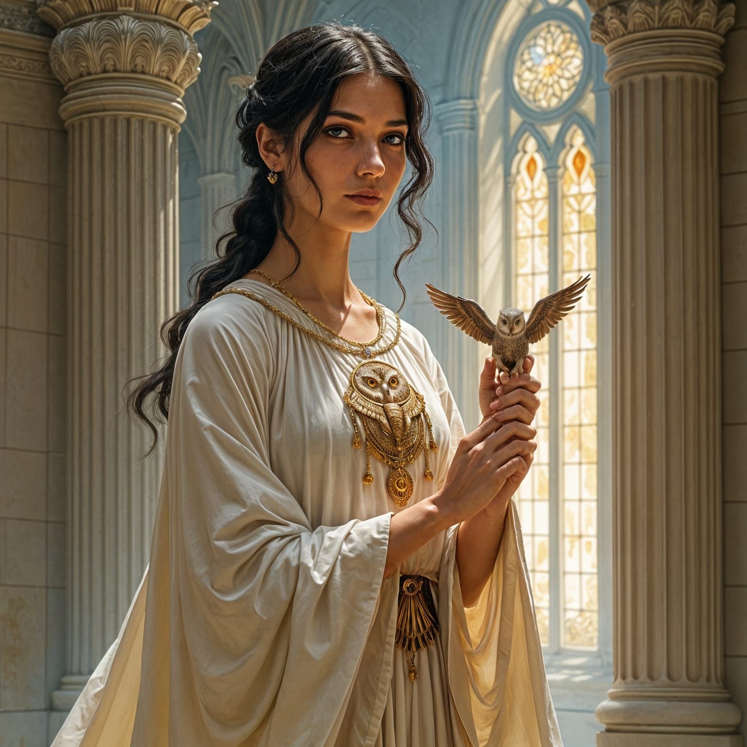 Cleric Seraphina in Grand Temple Interior