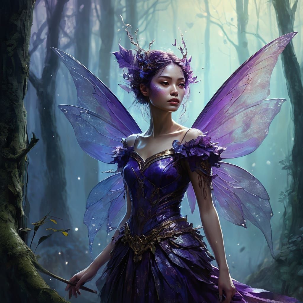 Ethereal Fairy Portrait in a Misty Forest