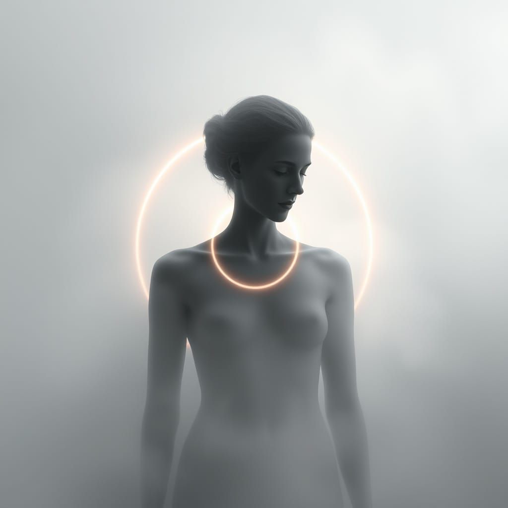 Ethereal Figure Embodies Unity and Balance in Dreamlike, Gre...