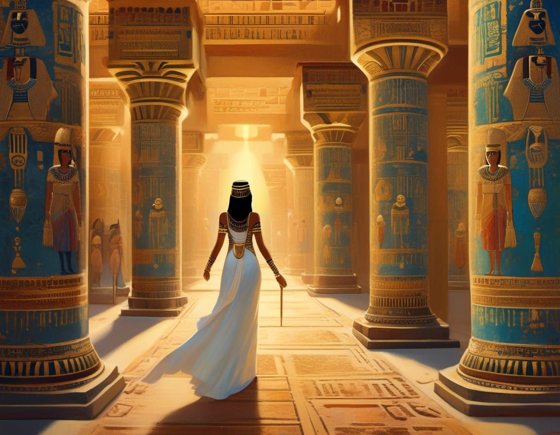 Ancient Egyptian Priestess in Golden Palace