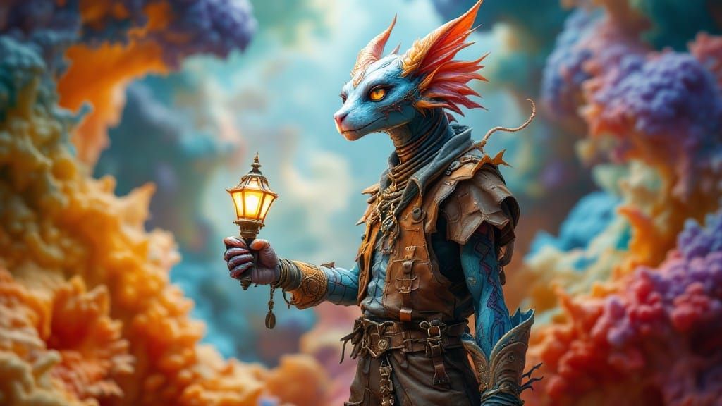 Whimsical Sphinx Hybrid in Hyper-Maximalist World