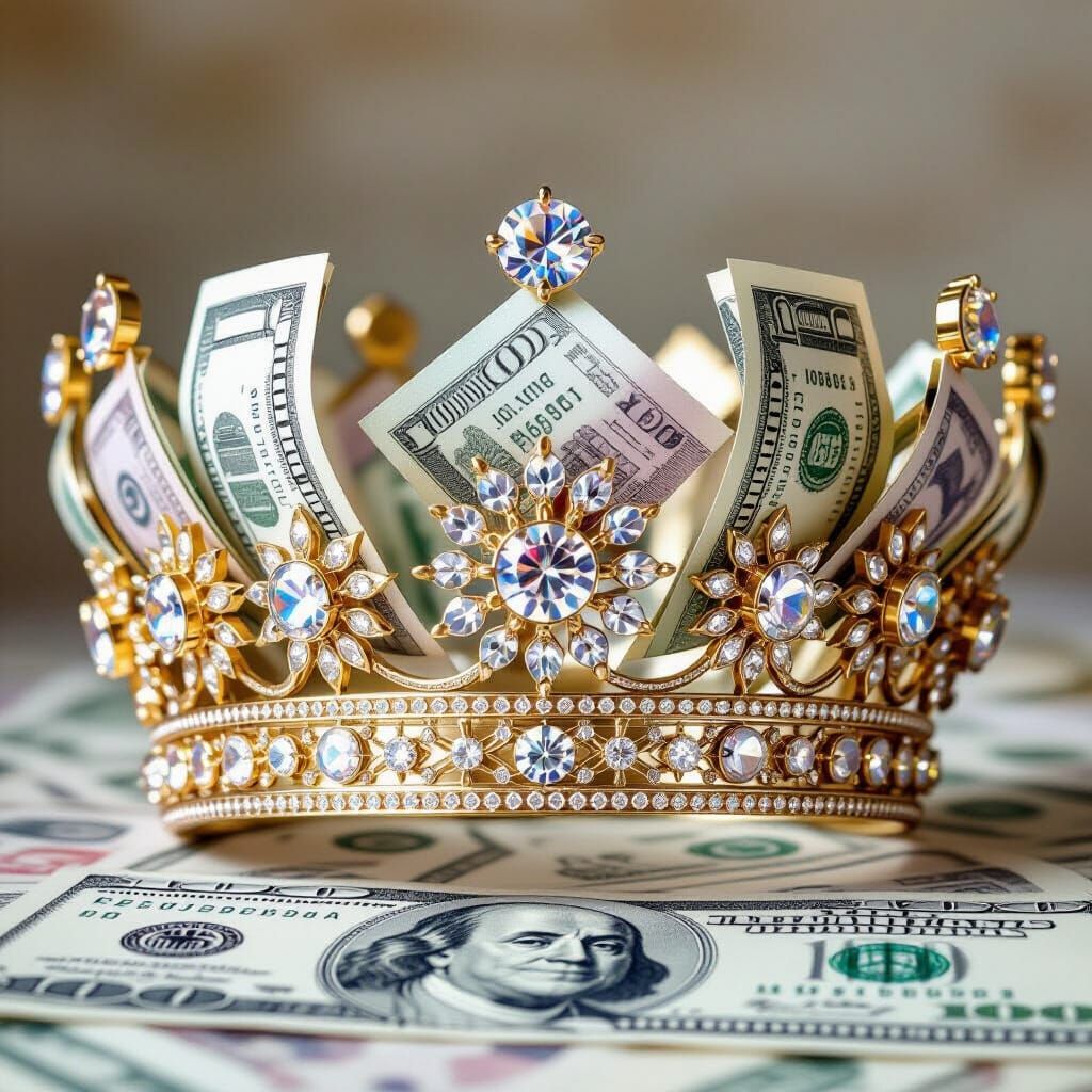 Dazzling Crown of Folded Banknotes with Coin Jewels