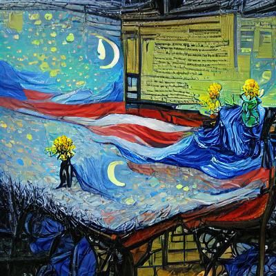Statue of Liberty Painting in Van Gogh Style