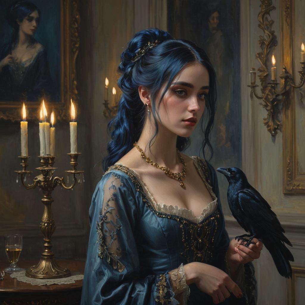 Gothic Noblewoman in Impressionistic Oil Painting