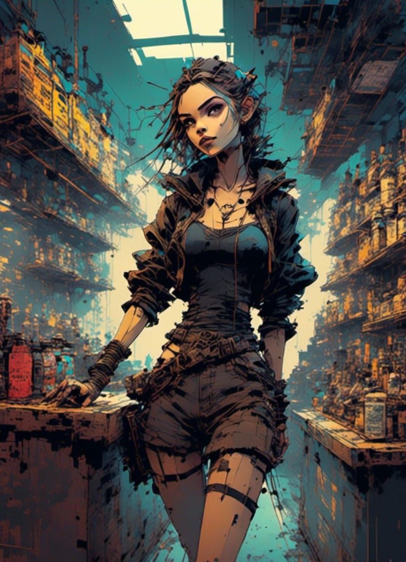 Gothic Girl in Convenience Store, Disney Style