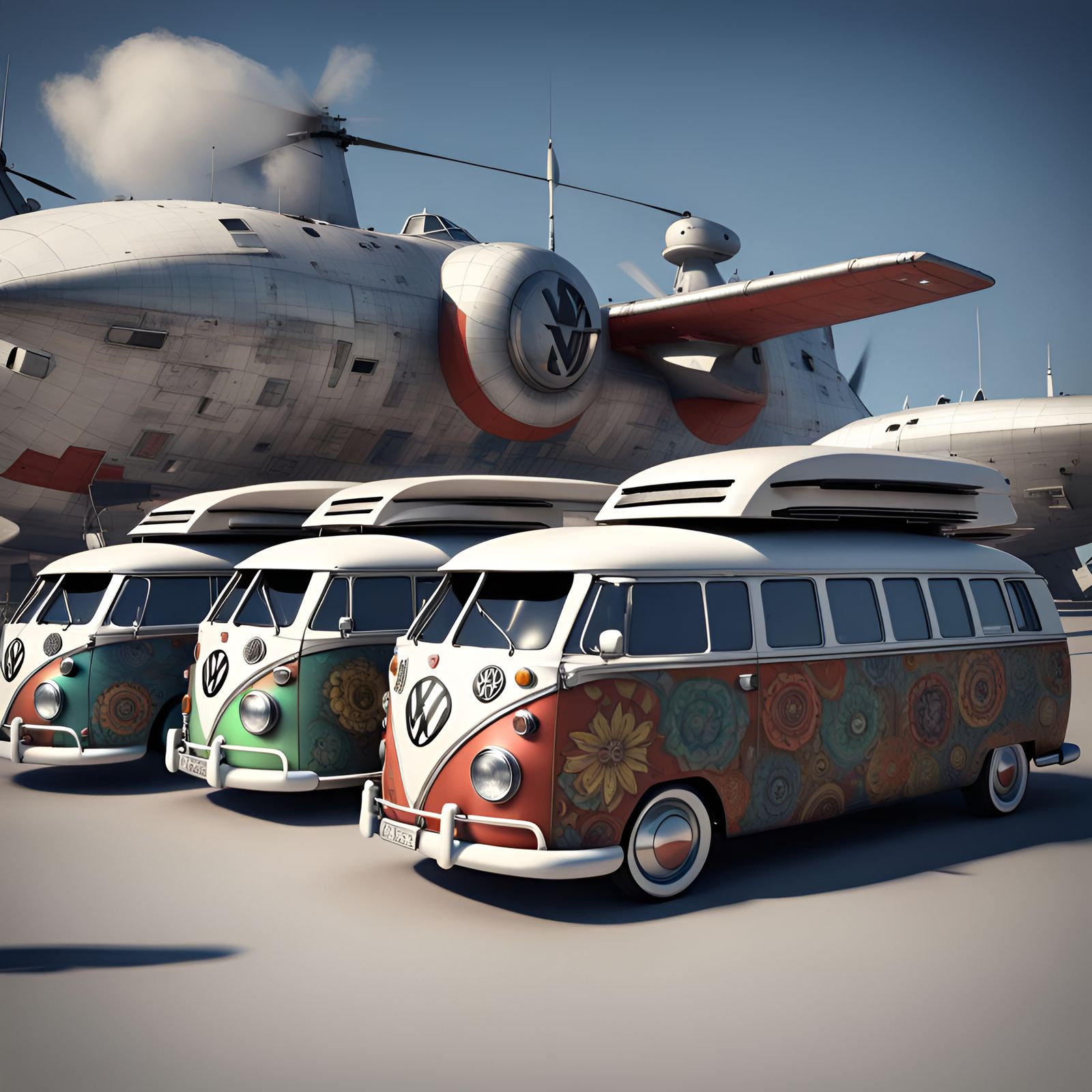VW Hippie Aircraft Carrier: 3D Render