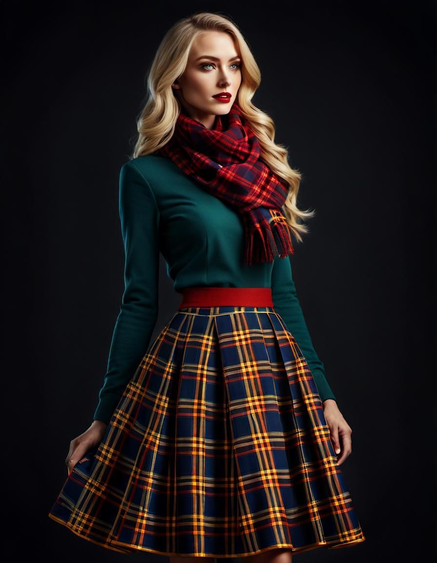 Blonde Girl in Plaid: Maximalist Masterpiece