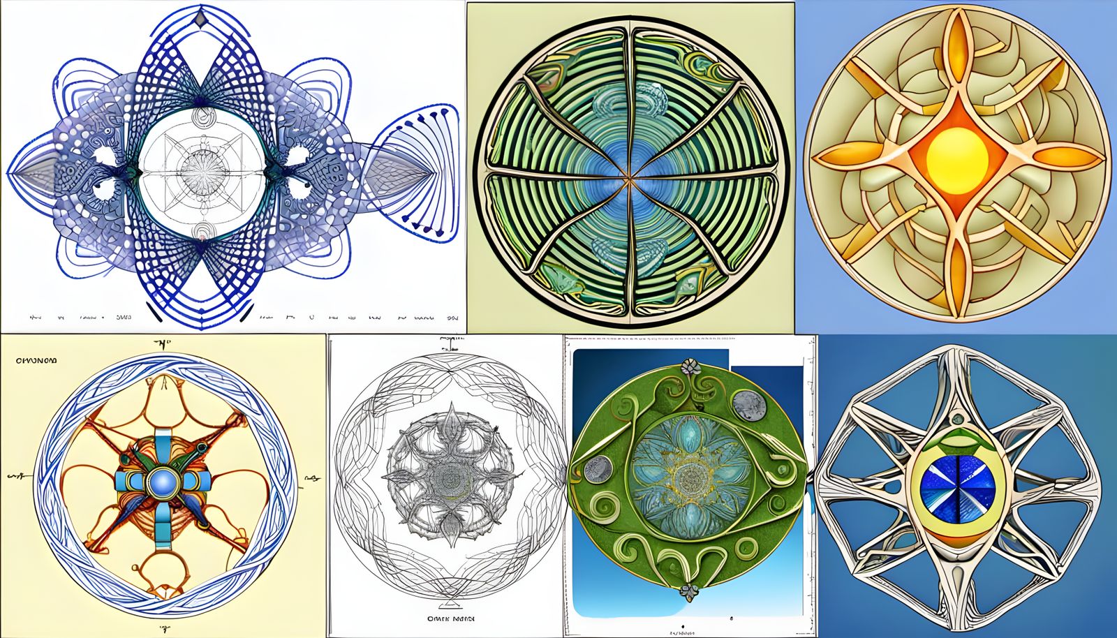 Complex Technical Diagram with Natural and Mystical Elements