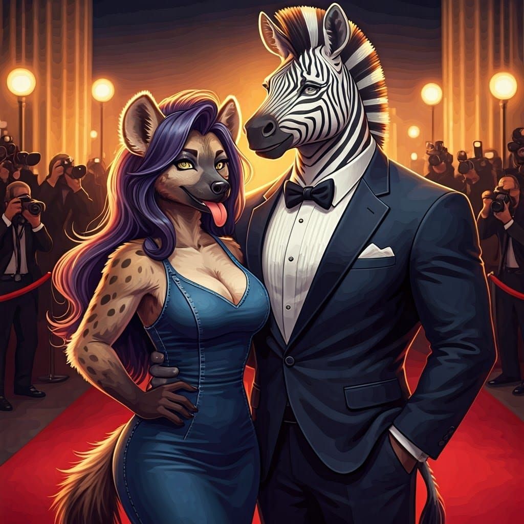 Glamorous Red Carpet Scene in Vibrant Impasto Style