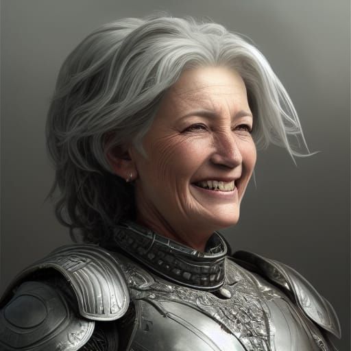 Armored Woman Portrait in Hyperrealistic Style