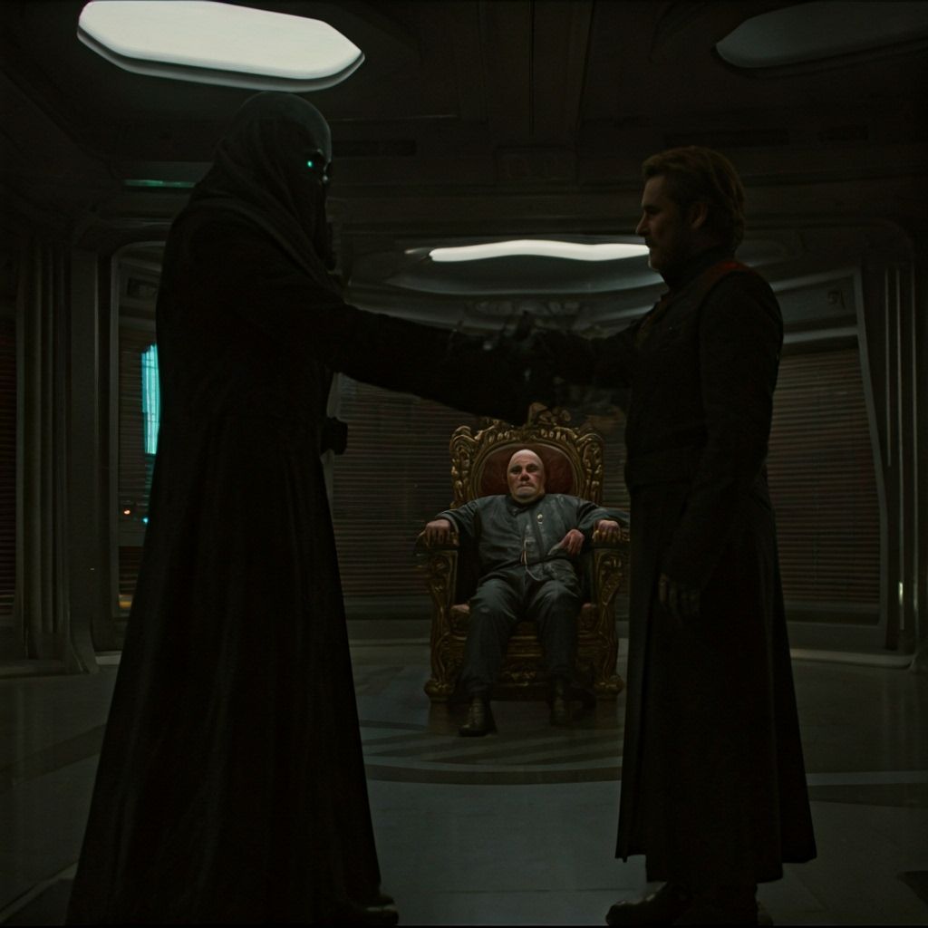 Spectral Figure Abducts Man to Opulent Chamber