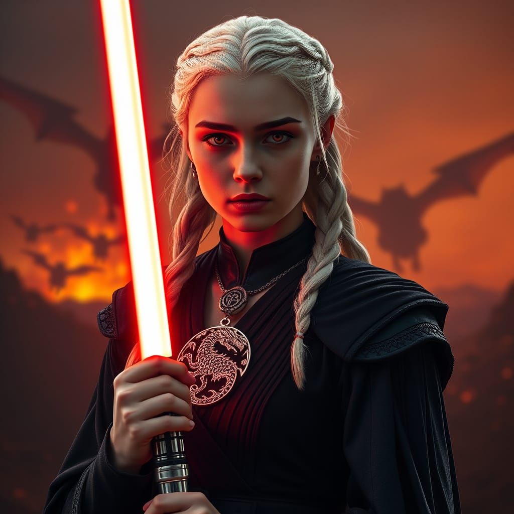 Dark Fantasy Portrait of Daenerys Targaryen as Sith Lord
