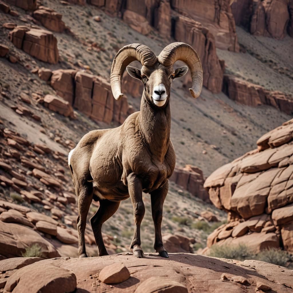 Desert Bighorn Sheep Portrait in Golden Light